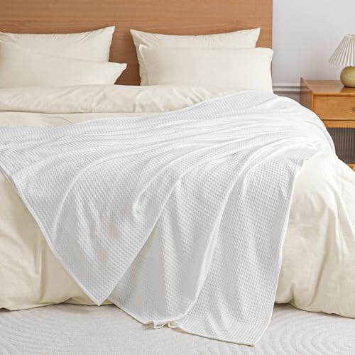 Amazon Basics Waffle 100% Viscose from Bamboo Blanket, Throw, White - image 2