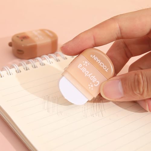 4 Pcs Cute 2-in-1 Pencil Sharpener & Eraser - Cartoon Cpaybara Pencil Sharpener Small Manual Pencil Sharpeners Kawaii Plastic Sharpeners for Girls Women Boys School Office Supplies (Capybara)