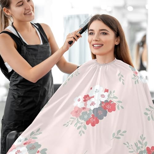 Capa para corte de cabello impermeable profesional con cierre ajustable de broche, diseño floral dibujado a mano miniatura 7