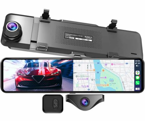 JADO ドライブレコーダー ミラー型 CarPlay/AndroidAuto対応 前後カメラ 拡大ズーム GPS 24時間駐車監視 G810sPLUS