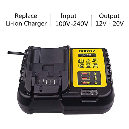 MANUFER DEC802 2A Fast Charger Replacement for Dewalt 12V-18V Lithium-ion Battery Charger Replacement for Dewalt Battery DCB101 DCB107 DCB112 DCB105 DCB115 DCB184 DCB200 DCB203