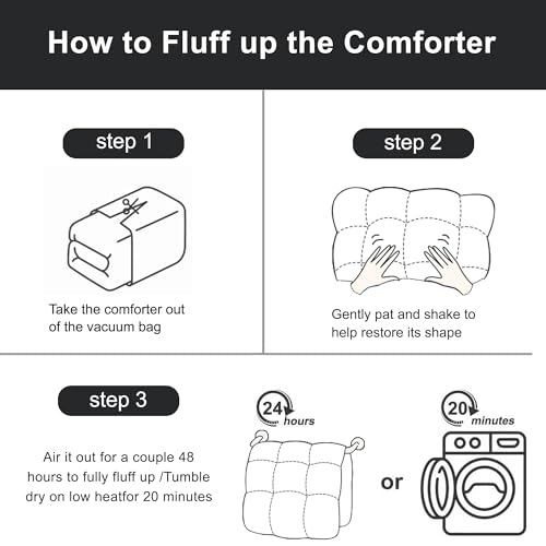 ALPSWAN Luxury Goose Feather Down Fiber Comforter King Size, 300TC Grey Cotton Blended Duvet Insert, All Season Hotel Bedding Alternative Down Comforter with Corner Tabs (Grey, King) by ALPSWAN - Used condition - Image 8
