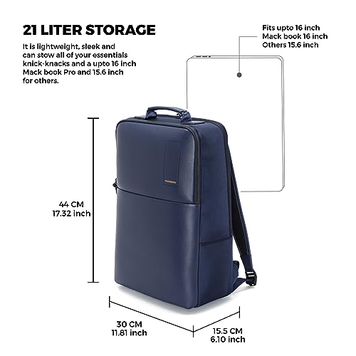 MOKOBARA Unisex-Adult The Backpack Pro Blue Vegan Leather Water Resistant Laptop 15.6Laptop Compartment Work Backpack 21L 2022 - Model One Size Medium Deep Dive3