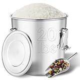 Yoziyaxo Stainless Steel Containers with Lids,20 lbs Large Capacity Food Storage Containers for Rice Flour Sugar Grain Coffee Bean,Airtight Canister for Kitchen & Pantry Organization