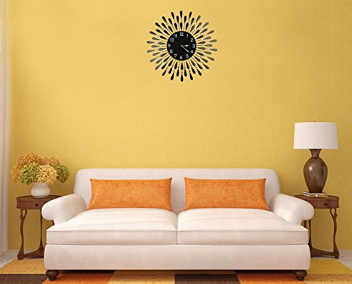 Lulu Decor, Black Drop Metal Wall Clock 23”, 9.5” Black Glass Dial With Arabic Numbers, Decorative Night Dial Clock For Living Room, Bedroom, Office Space #TOP7