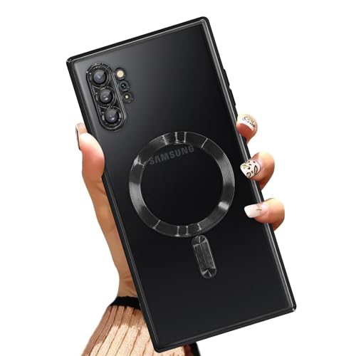 AIGOMARA Magnetic Case for Samsung Galaxy Note 10 Plus [Wireless Charging Compatible] Soft TPU Phone Cover Anti-Scratch Shockproof Slim Case for Women Men - Black