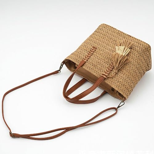 Bolso de mano de paja para mujer, verano y playa miniatura 3