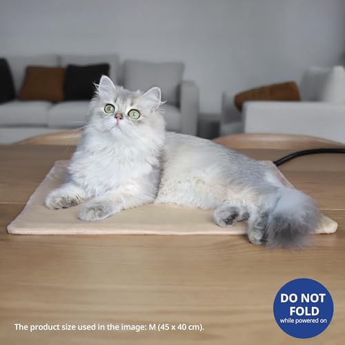 NICREW Haustier Heizkissen für Katze Hund 40x45 cm, Konstante Temperatur Elektrisches Heizkissen mit Anti-Bite-Schlauchwickel Kabel, Khaki, 30 W