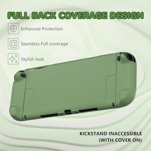 PlayVital Hard Case for Nintendo Switch 2 with Extra Stand & Thumb Grip Caps | Split Design, Dockable Protective Full-Body Shell Cover for Nintendo Switch 2 | Solid Color Series, Matcha Green - 4