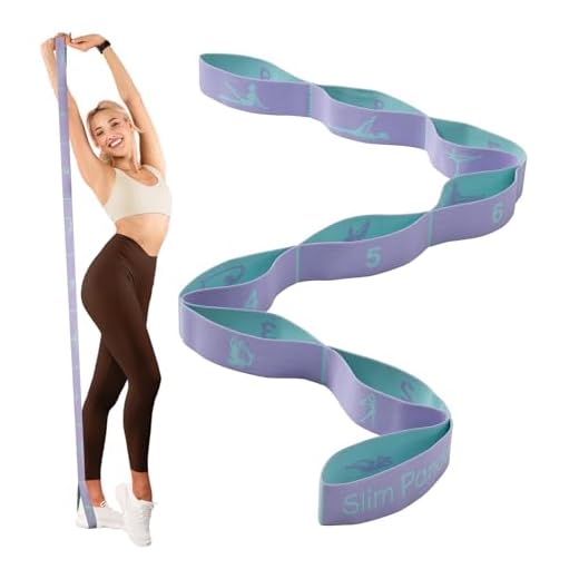 Slim Panda Banda de Estiramiento de Yoga,Cinghia di Yoga con 9 Fisso Loop,Yoga Stretching Band per Yoga, Pilates, Stretching, Fisioterapia,Ginnastica
