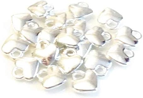 Angel Malone 20 Pieces of Quality Plated 3D Double Sided Mini Puff Hearts Pendants Charms Jewellery Making Beads & Findings - UK SELLER