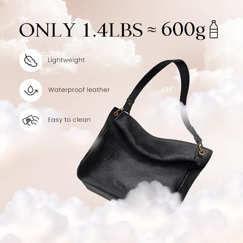 befen Genuine Leather Hobo Crossbody Bags for Women, Black Leather Crossbody Purses Designer Vintage Shoulder Bags with 2 Detachable Straps Trendy Soft Womens Shoulder Handbags for Daily&Travel by befen - Image 4