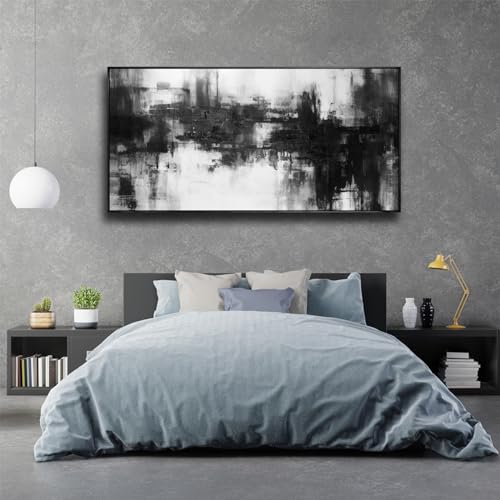 Abstract Wall Art Large Size Framed Home Artwork Decor Black and White Modern Minimalist Canvas Painting Living Room Decor for Bedroom Office Wall Decor 29"x58" by VHMING - Image 4