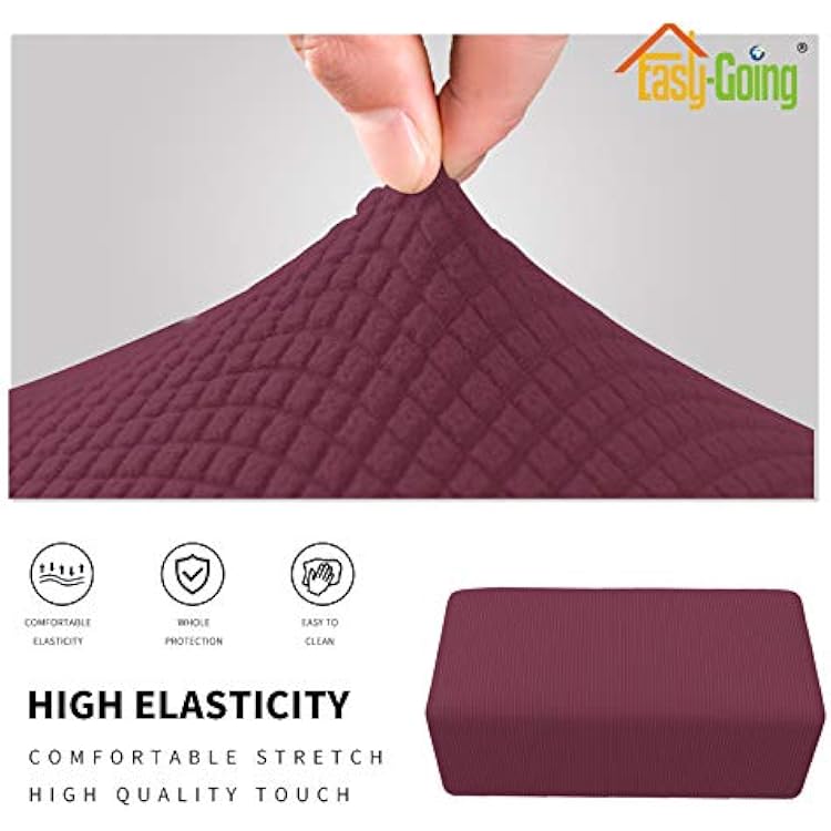 Easy-Going Stretch Ottoman Cover Folding Storage Stool Furniture Protector Soft Rectangle slipcover with Elastic Bottom(Ottoman Small,ASH Rose)