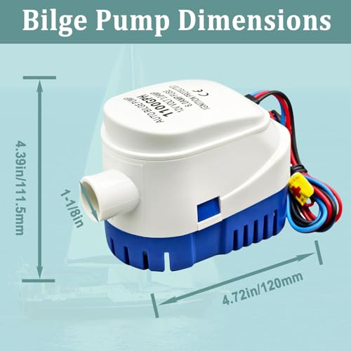 Seamaka 1-1/8 Inch Bilge Pump Installation Kit-1100gph 12v Automatic Boat Bilge Water Pump,6 FT PVC Hose,2 Hose Clamps,1-1/8 Inch ABS Thru-Hull Fitting by Seamaka - Image 2