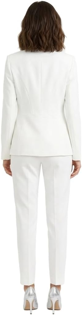 Marycrafts Women's Professional Stand Up Collar Blazer Pant Suits 2 Piece Set Business
