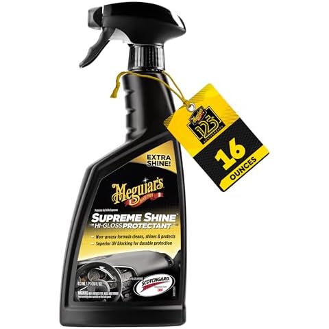 Meguiar's G4016 Supreme Shine Protectant, 16 Oz, Car Interior Cleaner/Protectant for UV Rays Helps Prevent Fading, Cracking, and Aging, Spray Bottle for Spray-on Application and Easy Removal Cover