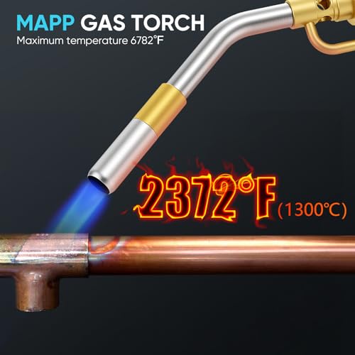 Miniatura 3 de Mapp Antorcha De Propano, Sendeluz Soplete Fontanero Antorcha De Gas Para Trabajo Pesado Gas Antorcha Con Autoencendido Y Perilla De Latón Soplete De Soldadura Para Soldadura Fuerte Y Barbacoa