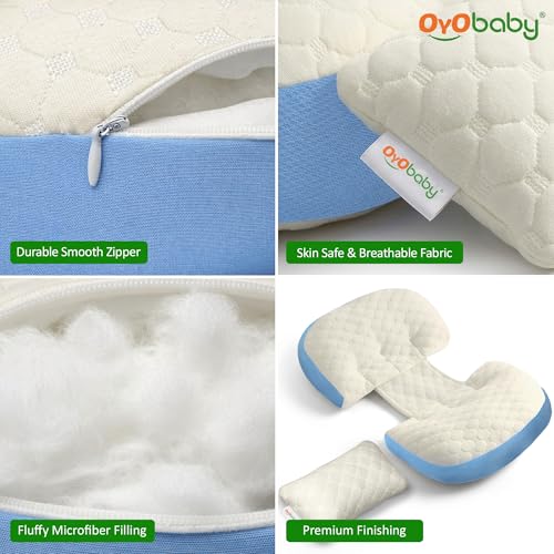 Image of OYO BABY Pregnancy Pillow H-Shape Adjustable Maternity Pillow | Velcro-Fit Belly & Back Support for Side Sleeping | Relieves Waist, Hip & Back Pain | Compact Pregnancy Support Pillow for Comfort- Blue