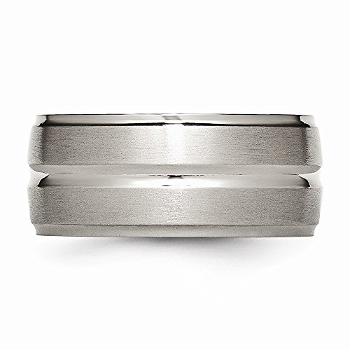 Solid Titanium Grooved Ridged Edge 10mm Men's Matte Brushed Finish and Wedding Band Ring3
