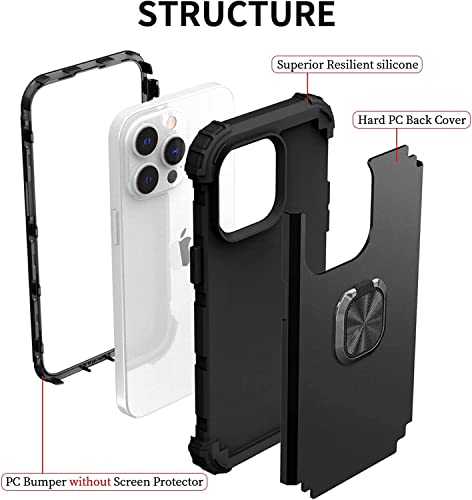 Coque iPhone 14 Pro antichoc armure militaire silicone souple or avec anneau rotatif
