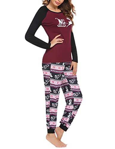 Ekouaer Christmas Pajamas for Women Cute Print Long Sleeve Pj Lounge Set - image 3