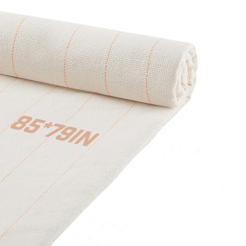 Tufting Cloth 85" × 79", Riiai Primary Tufting Cloth Durable and Stretches Well On The Frame, Monk Cloth with Mark Lines and Sewn Edges, Perfect for Rug Tufting Gun and Rug Punch Needle(85" × 79"）