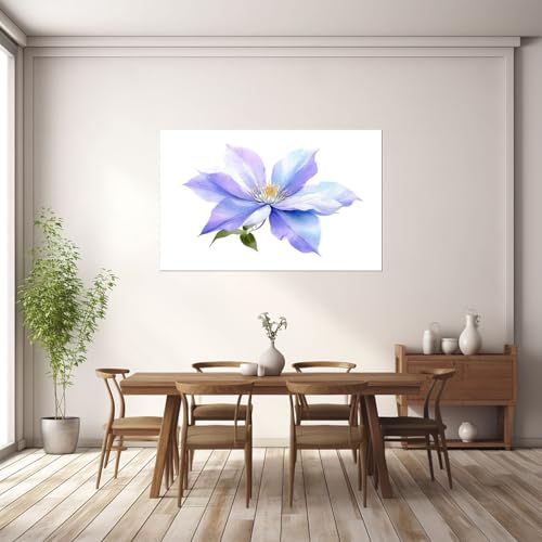 Tableau fleurs clématite violette HOQIU pour habiller un mur vide - 2