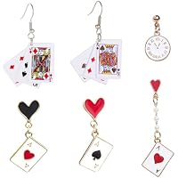 FDGGT 3 Pares De Pendientes Creativos con Forma De Naipes,