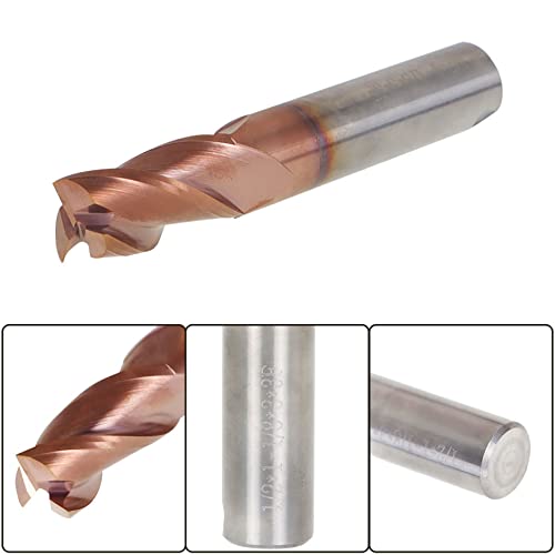 Image of waltyotur 3 Flute Carbide End Mill 1-1 /8 Inch Cutting Length x 3 Inch Overall Length x 1 /2 Inch Shank Diameter Suitable for Aluminum Cutting Non-Ferrous Metals Up Cutting 1 Pcs