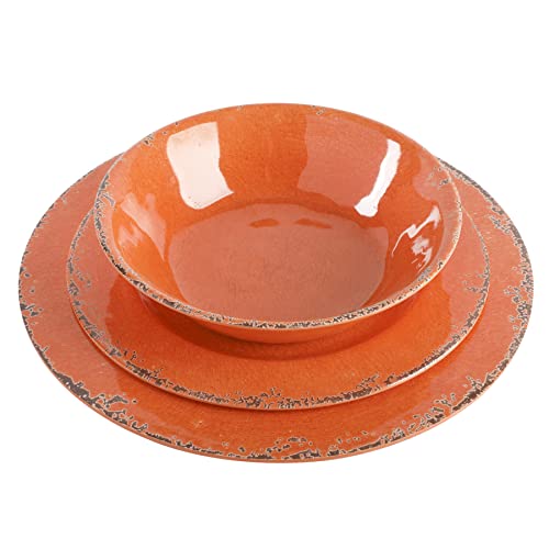 Gibson Home Mauna 12 Piece Orange Melamine Dinnerware Set #TOP2