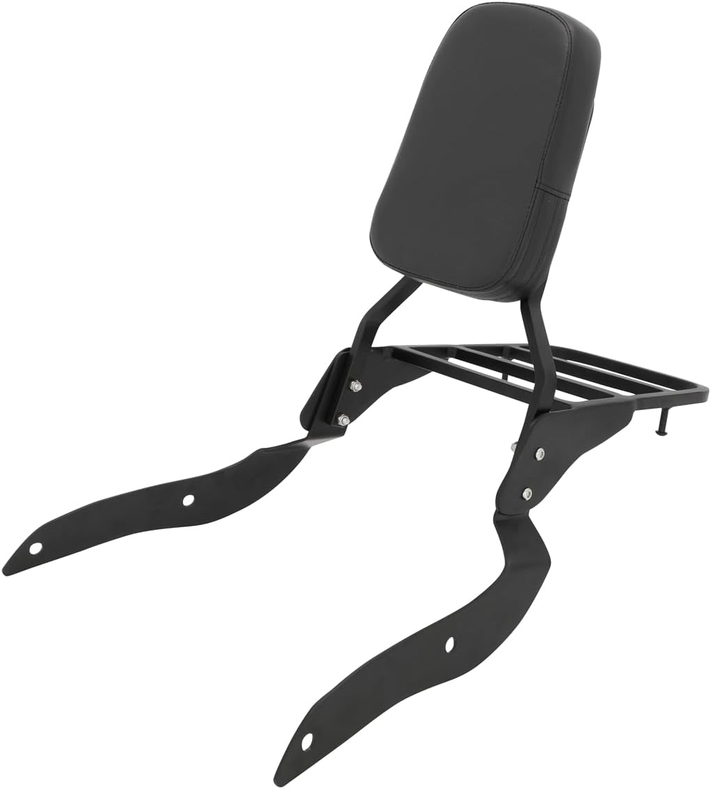 Passenger Sissy Bar with Luggage Rack Backrest Compatible with Yamaha Road Star XV1700PC Warrior / XV1700PCM Midnight Warrior, Chrome
