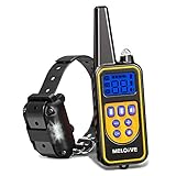 Meloive Collar adiestramiento para Perros,Collar antiladridos,Recargable y Resistencia al Agua de IP67 con un Alcance de 800m con 99 Niveles de Modo de Vibración, Advertencia de Sonido, Luz.