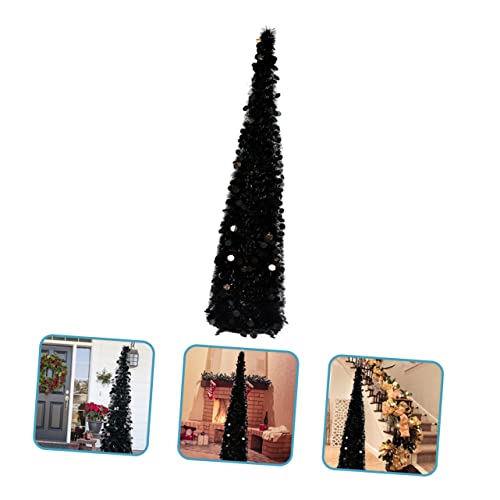 Gadpiparty Large Black Ornaments Collapsible Christmas Tree Tinsel Xmas Trees Black Trees For Halloween Decorate Decorations Christmas Tree Gate Christmas Ornaments Large Christmass Tree Pvc #TOP28