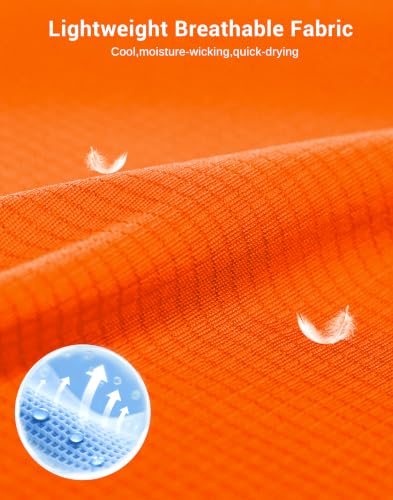 G Gradual Mens Golf Shirt Short Sleeve Moisture Wicking Quick Dry Lightweight Performance Athletic Tennis Grid Collared Polo Shirts for Men(Fluorescent Orange,Small) — view 4