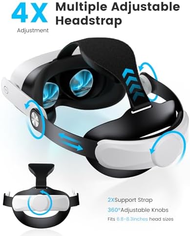 Kawaye for Meta Quest 3S/Quest 2/Quest 3 Head Strap, Adjustable Halo Strap Replacement for Elite Strap, VR Headset Strap Enhanced Support&Comfort Reduce Facial Pressure