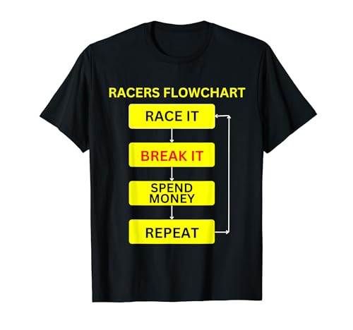 Racers Flowchart Race it Break it Gastar Dinero Repeat Camiseta