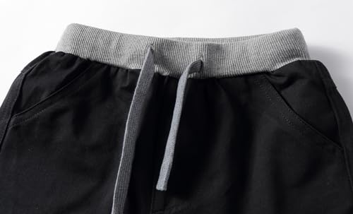 Mud Kingdom 3T Boy Pants Toddler School Uniform Drawstring Elastic Adjustable Waist Casual Contrasting Colors Black3