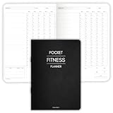 Pocket Fitness Planner A6 Gym Workout Logbook, Fitness Goals & Progress Tracker, Body Measurements & Personal Bests, Portable Exercise Planner with Gloss Water-Resistant Cover (Mono)
