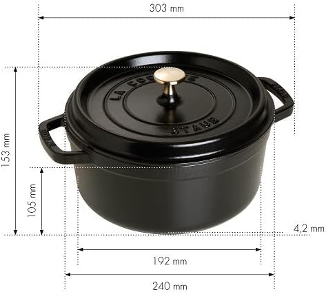 Staub La Cocotte Döküm Tencere, Siyah, 24 cm