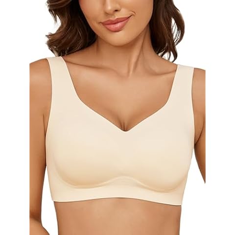 Jpsamo Women's Seamless Bras Comfort No Underwire Stretch Push Up Bra Soft Wireless Bralettes Minimizer Plus Size Nude Cover