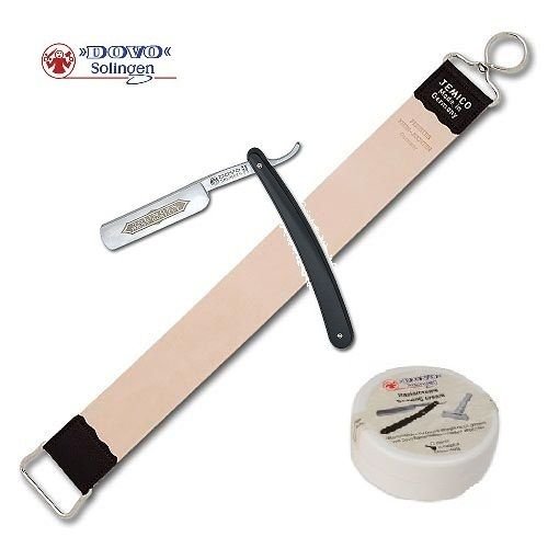 Dovo lâmina reta, Creme de Barbear e Jemico Couro Strop 18