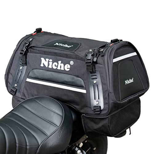 Niche Motorcycle Tail Bag Travel Luggage - Dual Use Shoulder Duffle Bag Weather Resistant Touring Seat Bag for Sports Bike and Street Bike, Universal Type NMO-2211