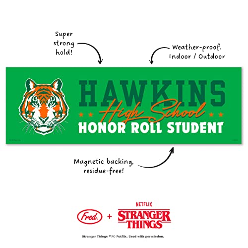 Image of Genuine Fred Stranger Things, Bumper Magnet, Hawkins High School, Multicolored