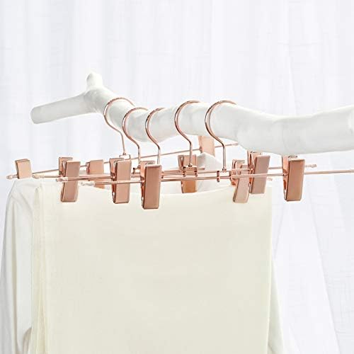 SONGMICS Metal Clothes Hanger 31 cm 2 Non-Slip Clips for Skirts, Trousers, Underwear, Sturdy Hangers, Space Saving Rust-Proof 360° Rotation Pack of 10 CRI46R-10