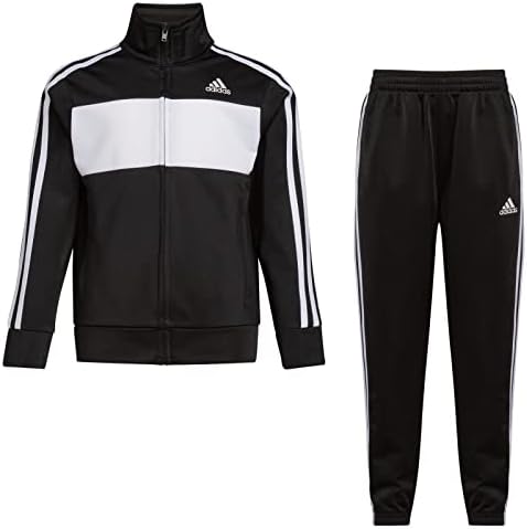 adidas Boys' Little Tricot Jacket & Pant Clothing Set, Essential Tricot Black, 12 Months