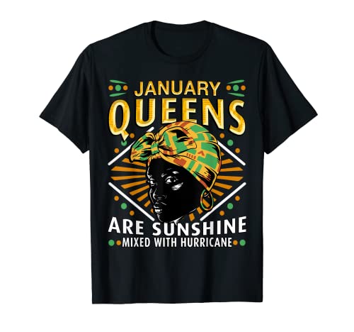 Cumpleaños africano negro niña afro enero cumpleaños reina Camiseta