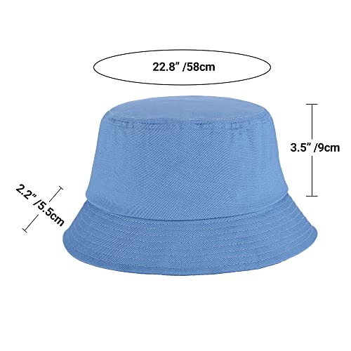 Umeepar Unisex Cotton Packable Bucket Hat Sun Hat Plain Colors For Men Women (A Plain Blue) #TOP4