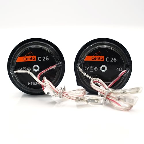 Hertz C 26 Auto-Hochtöner mit Tetolon-Kalotte, 120W Spitzenleistung, 23 kHz Frequenzgang, 26 mm Durchmesser, Neodym-Magnet, Frequenzweiche für OEM-Upgrade, Schwarz