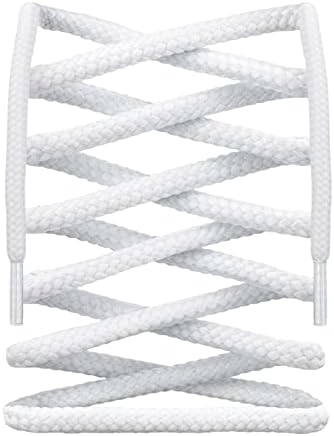 LitLaces - Thick Round Polyester Athletic Replacement Shoelaces for Basketball Shoes (White, 55")